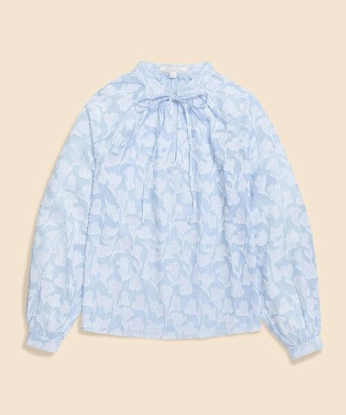 Brooks Brothers / ブルックス ブラザーズ シャツ・ブラウス | コットン ジャカード スタンドカラー ブラウス(ブルー)