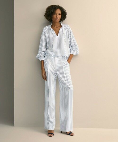 Brooks Brothers / ブルックス ブラザーズ シャツ・ブラウス | ビスコース　ダブルストライプ　タイネック　プルオーバーブラウス | 詳細1