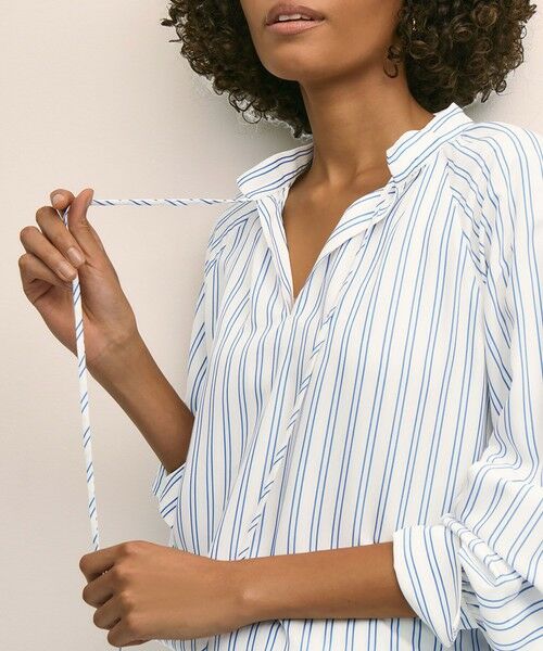 Brooks Brothers / ブルックス ブラザーズ シャツ・ブラウス | ビスコース　ダブルストライプ　タイネック　プルオーバーブラウス | 詳細3