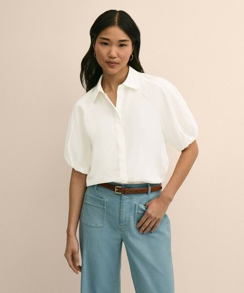 Brooks Brothers / ブルックス ブラザーズ シャツ・ブラウス | シルク/コットン バブルスリーブ ブラウス(ホワイト)