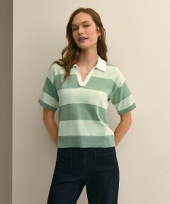 Brooks Brothers / ブルックス ブラザーズ ニット・セーター | スーピマコットン　ラグビーストライプ　ショートスリーブ　ポロセーター