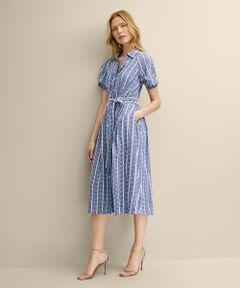 Brooks Brothers / ブルックス ブラザーズ ロング・マキシ丈ワンピース | レーヨン　エンブロイダリー　ショートスリーブシャツワンピース