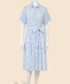 Brooks Brothers / ブルックス ブラザーズ ロング・マキシ丈ワンピース | コットン　ジャカード　ショートスリーブシャツドレス