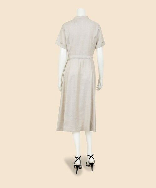 Brooks Brothers / ブルックス ブラザーズ ロング・マキシ丈ワンピース | リネンブレンド　Vネックベルテッド　ショートスリーブ　シャツワンピース | 詳細3