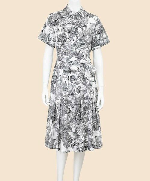 Brooks Brothers / ブルックス ブラザーズ ロング・マキシ丈ワンピース | コットン／リヨセル　フローラルプリント　ショートスリーブシャツワンピース（ブラック）