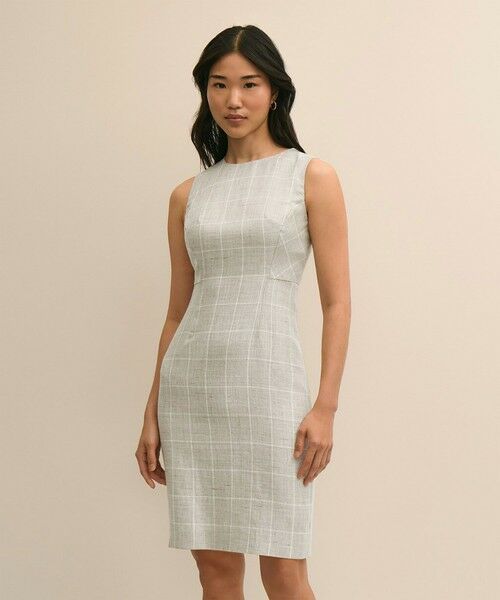 Brooks Brothers / ブルックス ブラザーズ ロング・マキシ丈ワンピース | リネン／ウール　ウィンドウペイン　ノースリーブワンピース（ベージュ）