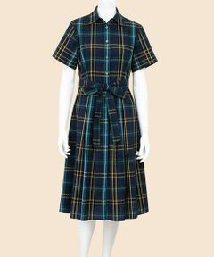 Brooks Brothers / ブルックス ブラザーズ ミニ丈・ひざ丈ワンピース | コットン　シアサッカー　タータンチェック　ショートスリーブ　シャツワンピース