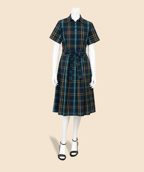 Brooks Brothers / ブルックス ブラザーズ ミニ丈・ひざ丈ワンピース | コットン　シアサッカー　タータンチェック　ショートスリーブ　シャツワンピース | 詳細1