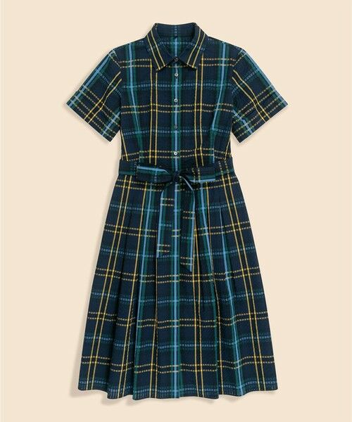 Brooks Brothers / ブルックス ブラザーズ ミニ丈・ひざ丈ワンピース | コットン　シアサッカー　タータンチェック　ショートスリーブ　シャツワンピース | 詳細3