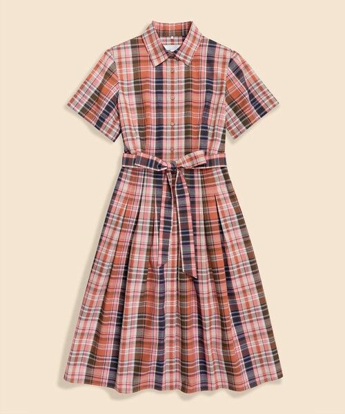 Brooks Brothers / ブルックス ブラザーズ ロング・マキシ丈ワンピース | コットン／リネン　マドラスチェック　ショートスリーブシャツワンピース | 詳細3