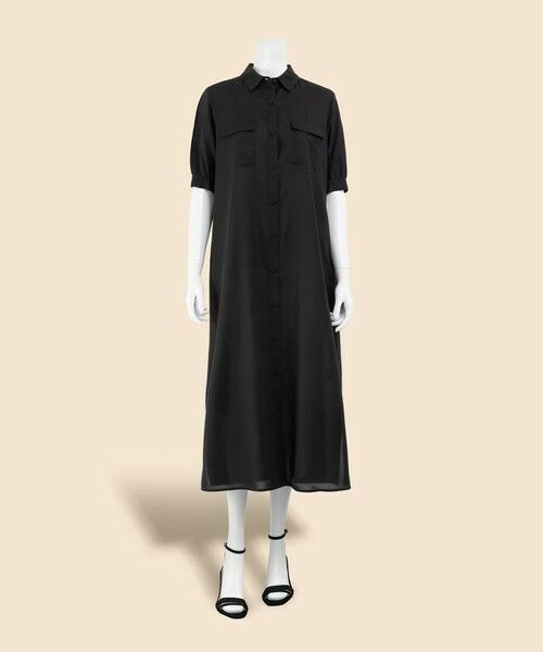 Brooks Brothers / ブルックス ブラザーズ ロング・マキシ丈ワンピース | コットンボイル　ダブルポケット　ハーフスリーブ　シャツワンピース | 詳細1