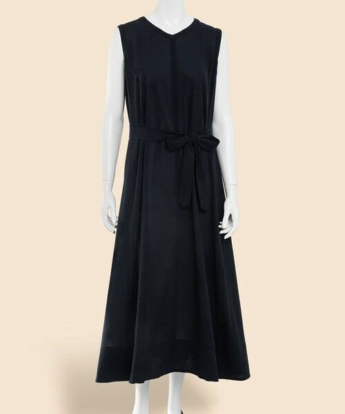 Brooks Brothers / ブルックス ブラザーズ ロング・マキシ丈ワンピース | コットンボイル リラックスフィット Vネック ノースリーブ ロングワンピース(ネイビー)