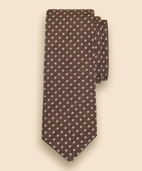 Brooks Brothers / ブルックス ブラザーズ ネクタイ | リネン／シルク　メランジ　スモールフラワーモチーフタイ（ブラウン）