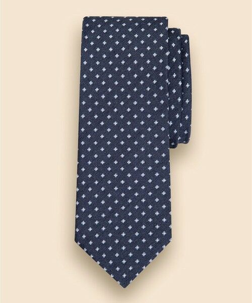 Brooks Brothers / ブルックス ブラザーズ ネクタイ | リネン／シルク　メランジ　スモールフラワーモチーフタイ（ネイビー）