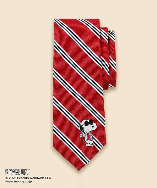 Brooks Brothers / ブルックス ブラザーズ ネクタイ | Brooks Brothers × PEANUTS　シルク　スヌーピー＆ウッドストック　ミニ＃BB1ストライプ　レップタイ（レッド）