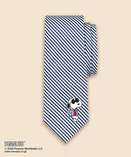 Brooks Brothers / ブルックス ブラザーズ ネクタイ | Brooks Brothers × PEANUTS　シルク　シアサッカー　スヌーピー＆ウッドストック　ジャカードタイ（ブルー）
