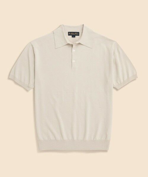 Brooks Brothers / ブルックス ブラザーズ ニット・セーター | コットン　ハイゲージ　ショートスリーブ　ポロセーター（ベージュ）