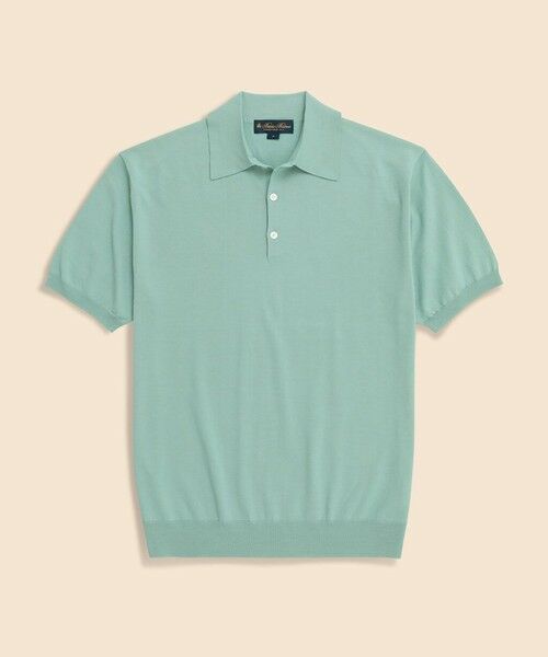 Brooks Brothers / ブルックス ブラザーズ ニット・セーター | コットン　ハイゲージ　ショートスリーブ　ポロセーター（グリーン）