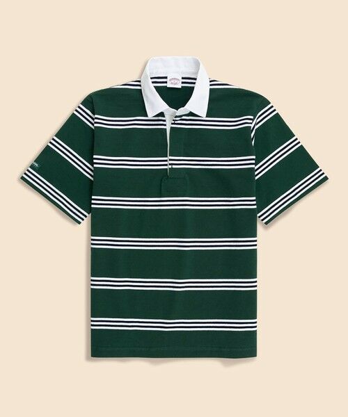 Brooks Brothers / ブルックス ブラザーズ ポロシャツ | Brooks Brothers × BARBARIAN　コットン　ライトウェイト　ラグビーシャツ（グリーン）