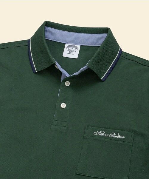 Brooks Brothers / ブルックス ブラザーズ ポロシャツ | コットンストレッチピケ スクリプトエンブロイダリー ティップド ポロシャツ Slim Fit | 詳細1