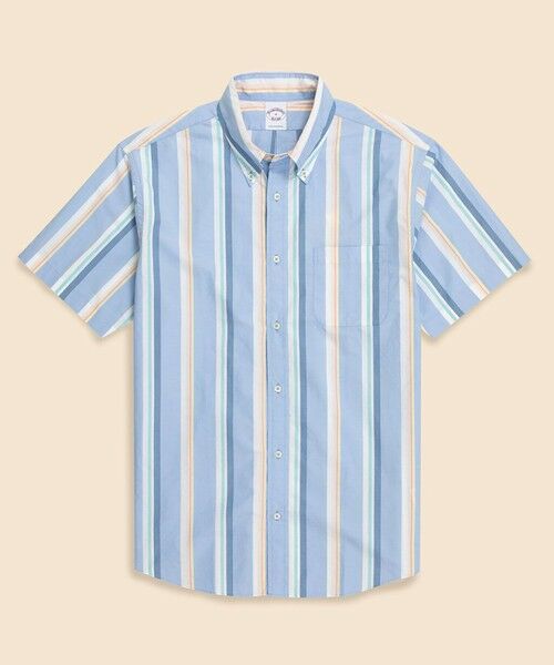 Brooks Brothers / ブルックス ブラザーズ シャツ・ブラウス | コットンポプリン ストライプ ショートスリーブ フライデーシャツ(ブルー)