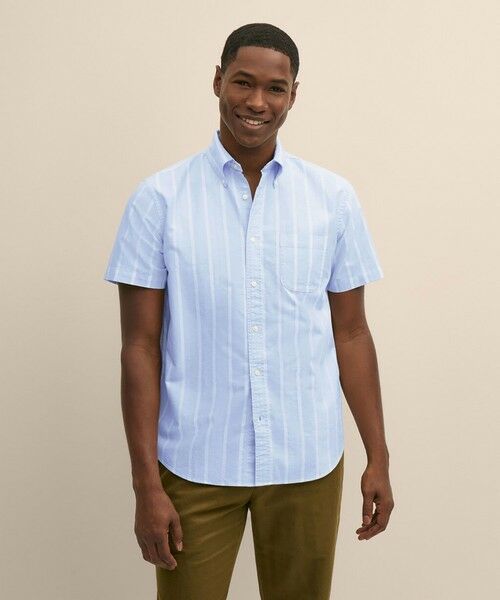 Brooks Brothers / ブルックス ブラザーズ シャツ・ブラウス | コットン　オックスフォード　ストライプ　ショートスリーブ　フライデーシャツ（ライトブルー）