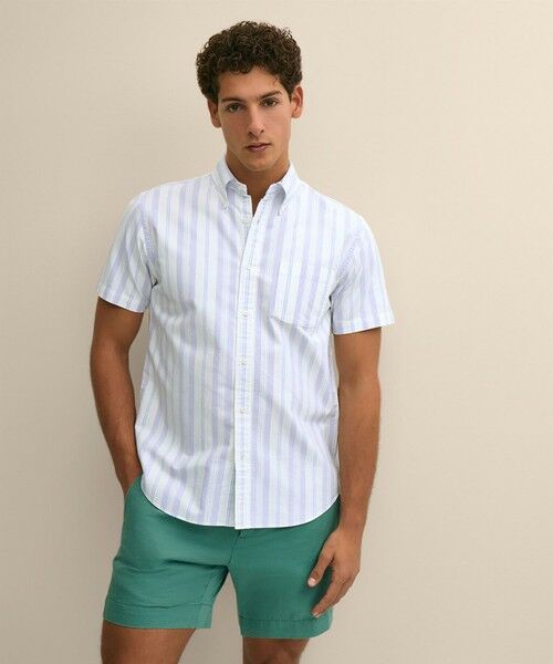 Brooks Brothers / ブルックス ブラザーズ シャツ・ブラウス | コットン　オックスフォード　ストライプ　ショートスリーブ　フライデーシャツ（ライトパープル）