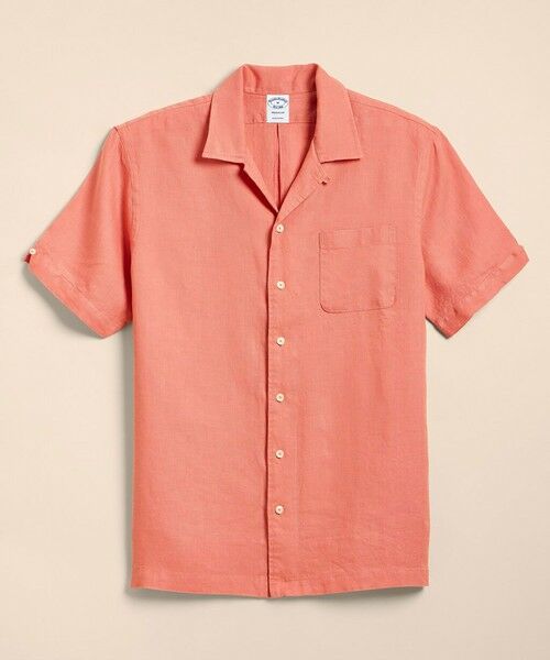 Brooks Brothers / ブルックス ブラザーズ シャツ・ブラウス | アイリッシュリネン　ソリッド　ショートスリーブキャンプシャツ　Regular Fit（テラコッタ）