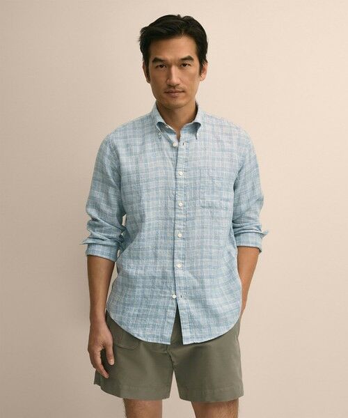 Brooks Brothers / ブルックス ブラザーズ シャツ・ブラウス | アイリッシュリネン　シーズナルパターン　カジュアルシャツ　Regular Fit（ライトブルー）