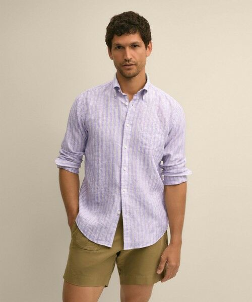Brooks Brothers / ブルックス ブラザーズ シャツ・ブラウス | アイリッシュリネン　シーズナルパターン　カジュアルシャツ　Regular Fit（パープル）