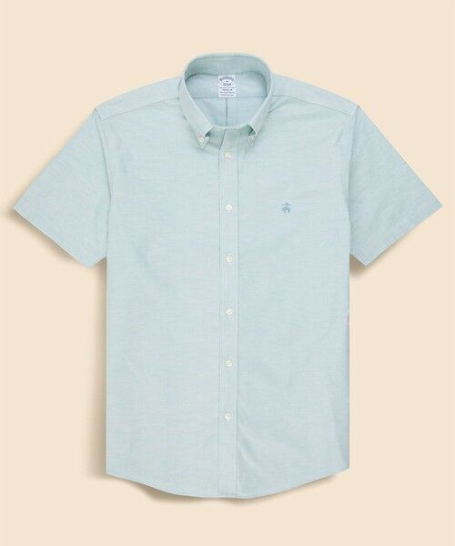 Brooks Brothers / ブルックス ブラザーズ シャツ・ブラウス | ストレッチオックスフォード　GFロゴ　シーズナルカラー　ショートスリーブカジュアルシャツ　Regular Fit（ブルーグリーン）