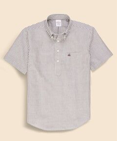 Brooks Brothers / ブルックス ブラザーズ シャツ・ブラウス | コットン／リネン　GFロゴ　ストライプ　ショートスリーブ　プルオーバーシャツ