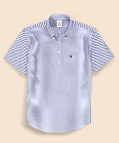 Brooks Brothers / ブルックス ブラザーズ シャツ・ブラウス | コットン／リネン　GFロゴ　ストライプ　ショートスリーブ　プルオーバーシャツ