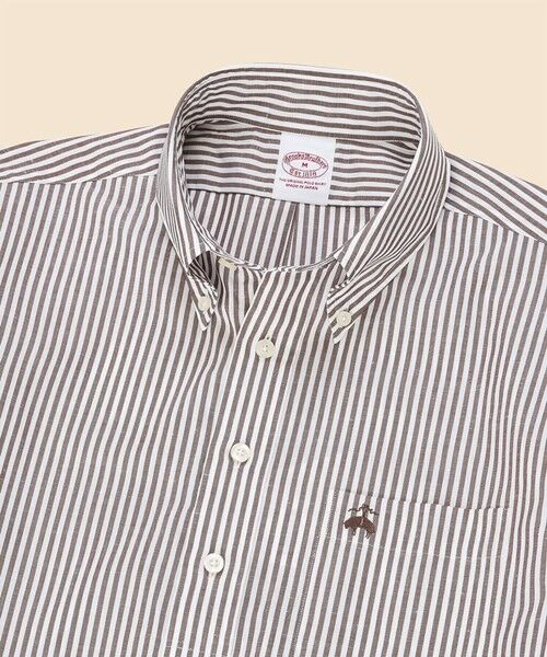 Brooks Brothers / ブルックス ブラザーズ シャツ・ブラウス | コットン／リネン　GFロゴ　ストライプ　ショートスリーブ　プルオーバーシャツ | 詳細1