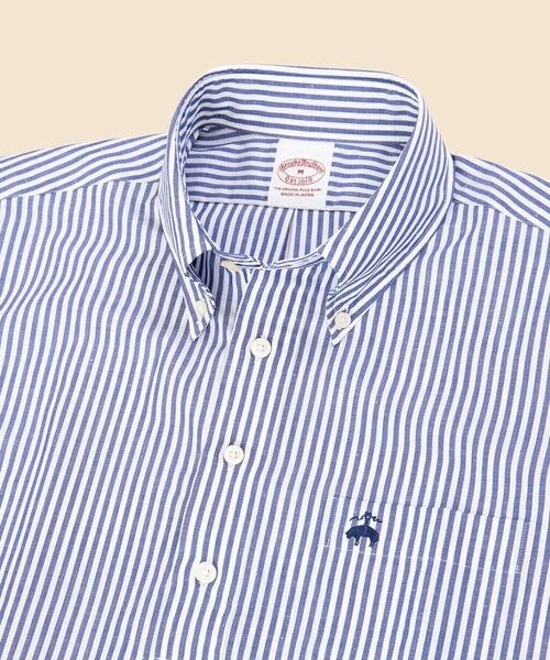 Brooks Brothers / ブルックス ブラザーズ シャツ・ブラウス | コットン／リネン　GFロゴ　ストライプ　ショートスリーブ　プルオーバーシャツ | 詳細3