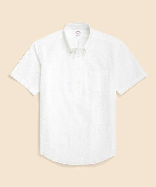Brooks Brothers / ブルックス ブラザーズ シャツ・ブラウス | コットン　シアサッカー　GFロゴ　ショートスリーブ　プルオーバーシャツ（ホワイト）