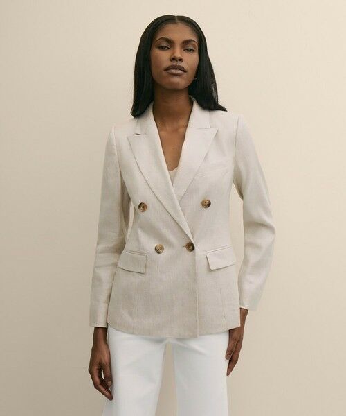 Brooks Brothers / ブルックス ブラザーズ テーラードジャケット | リネンブレンド　ダブル４ボタン　ピークトラペル　ジャケット（ベージュ）