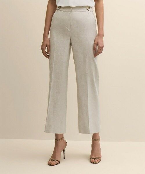Brooks Brothers / ブルックス ブラザーズ スラックス・ドレスパンツ | リネンブレンド　サイドタブ　ワイドレッグ　クロップドパンツ（ベージュ）