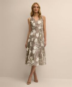 Brooks Brothers / ブルックス ブラザーズ ロング・マキシ丈ワンピース | リネン／ポリエステル　フローラルプリント　Vネック　ノースリーブドレス