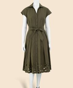 Brooks Brothers / ブルックス ブラザーズ ロング・マキシ丈ワンピース | コットンサテン　アイレット　スパゴカラー　シャツワンピース