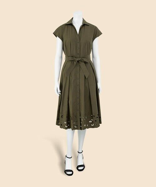 Brooks Brothers / ブルックス ブラザーズ ロング・マキシ丈ワンピース | コットンサテン　アイレット　スパゴカラー　シャツワンピース | 詳細1