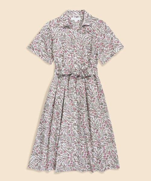 Brooks Brothers / ブルックス ブラザーズ ミニ丈・ひざ丈ワンピース | コットンサテン　ボタニカルプリント　ショートスリーブ　シャツワンピース | 詳細3