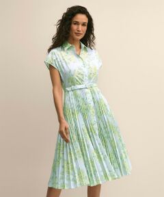 Brooks Brothers / ブルックス ブラザーズ ロング・マキシ丈ワンピース | ポリエステル　フローラルプリント　プリーツ　シャツドレス