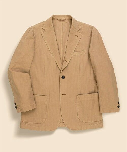 Brooks Brothers / ブルックス ブラザーズ テーラードジャケット | コットン/ラミー ヘリンボーン ガーメントダイ 段返り3釦アンコンジャケット Classic(ベージュ)