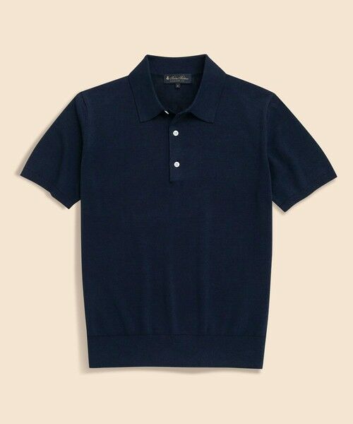 Brooks Brothers / ブルックス ブラザーズ ポロシャツ | ペーパーヤーン/ポリエステル ジョニーカラー ポロセーター(ネイビー)