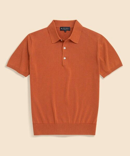 Brooks Brothers / ブルックス ブラザーズ ポロシャツ | ペーパーヤーン/ポリエステル ジョニーカラー ポロセーター(オレンジ)