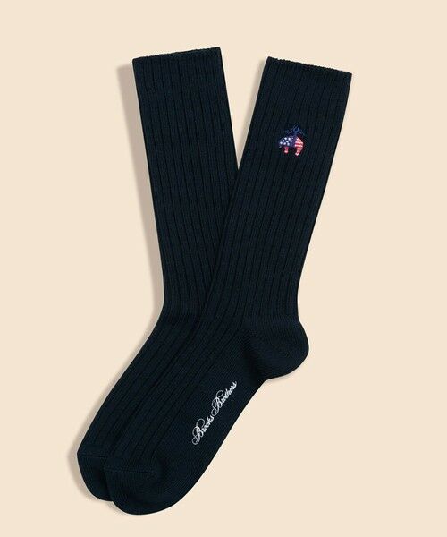 Brooks Brothers / ブルックス ブラザーズ ソックス | 【アメリカ建国250th記念】 コットンブレンド　星条旗GFロゴ　クルーソックス（ネイビー）