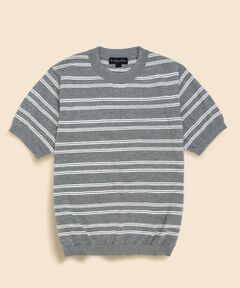 Brooks Brothers / ブルックス ブラザーズ ニット・セーター | コットン／ナイロン　ダブルストライプ　ショートスリーブ　クルーネック　サマーセーター