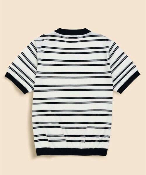 Brooks Brothers / ブルックス ブラザーズ ニット・セーター | コットン/ナイロン ダブルストライプ ショートスリーブ クルーネック サマーセーター | 詳細1