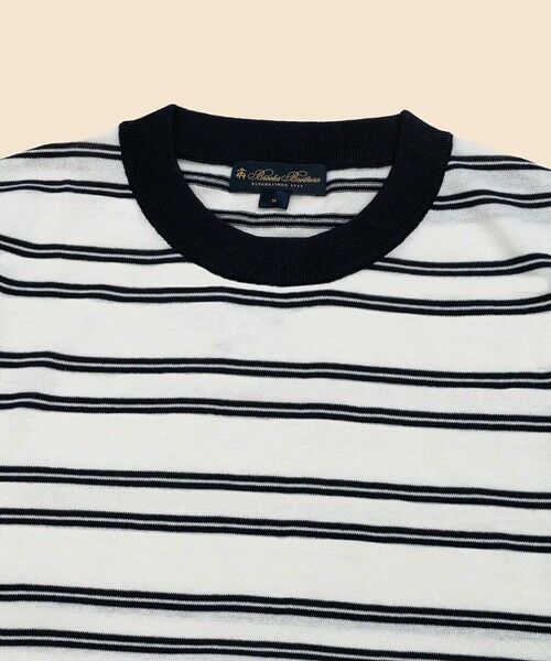 Brooks Brothers / ブルックス ブラザーズ ニット・セーター | コットン/ナイロン ダブルストライプ ショートスリーブ クルーネック サマーセーター | 詳細2